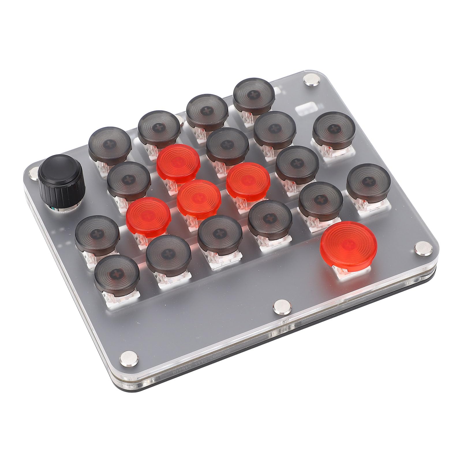 Tyenaza One Handed Macro Mechanical Keyboard 21 Keys 1 Knob USB C BT Connection Red Switch Portable Professional Gaming Keypad