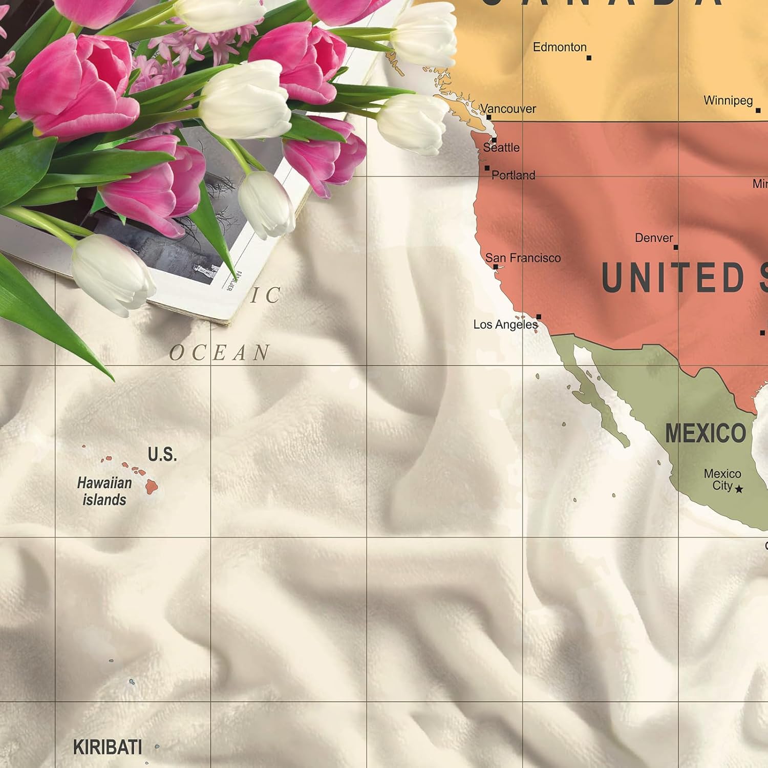 JAWO World Map Throw Blanket, Countries and Major Cities Blankets for Teens Kids Boys Girls, Map of The World Throw Blanket for Couch Sofa Bed Travel Camping, 50X60in, Yellow