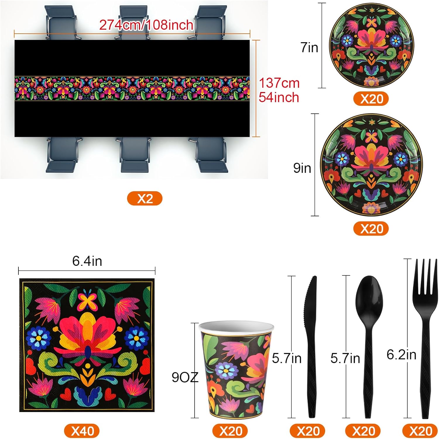 Oudain 162 Pcs Mexican Party Decorations 2 Mexican Serape Tablecloths Dia De Los Muertos Rectangular Mexio Party Plates Serape Napkins Fiesta Theme Dinnerware Set (Fiesta)