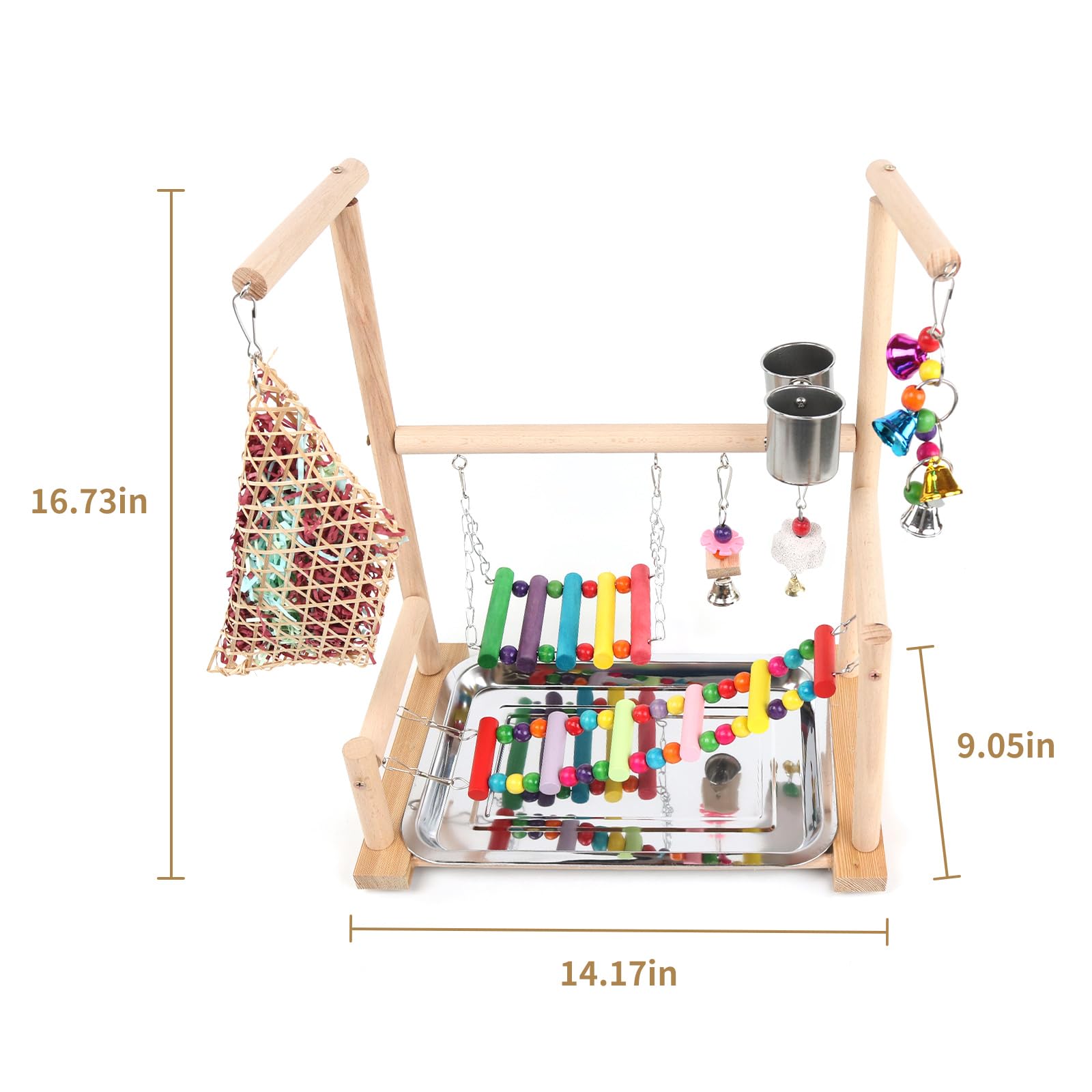 Vogelspielplatz, Spielständer für Papageienkäfig Zubehör (Eine Leiter mit Kauspielzeug)