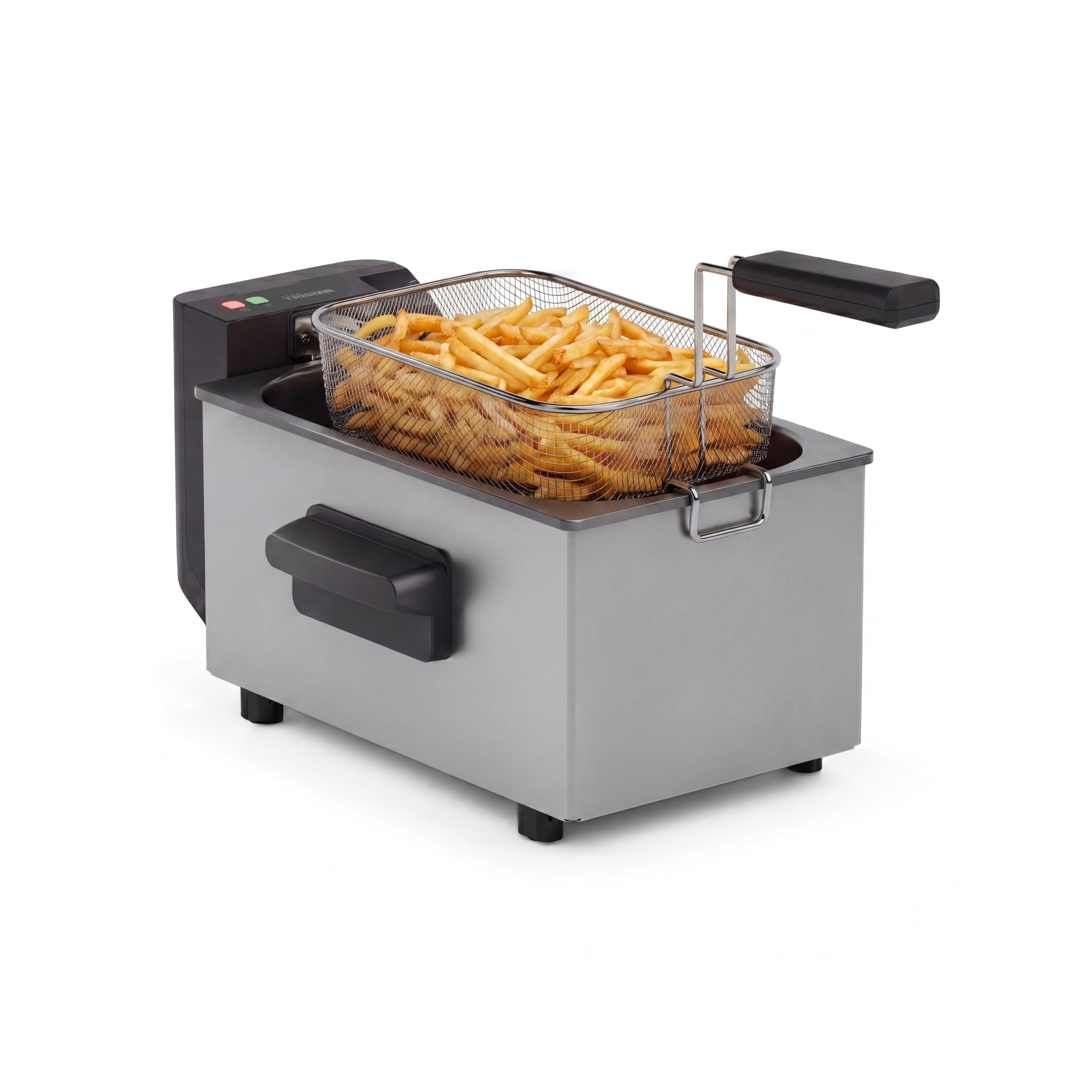 Tristar Freidora de Acero Inoxidable, 3L de Capacidad, Termostato Regulable hasta 190°C, Zona FrÃa, Partes Aptas Lavavajillas, Carcasa FrÃa al Tacto, FR-9326