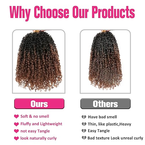 Miniatura 5 de Unionbeauty - Cabello de ganchillo pretrenzado Yanky Twist de 8 pulgadas, 2 paquetes de cabello corto pretrenzado de ganchillo Passion Twist Mini