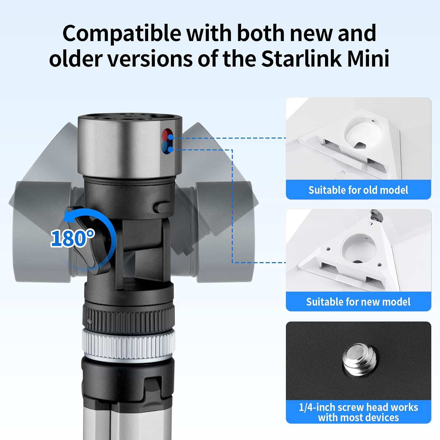 Aluminum Auto Pop-Up Starlink Mini Tripod Stand with Adapter & Ground Stake image 2