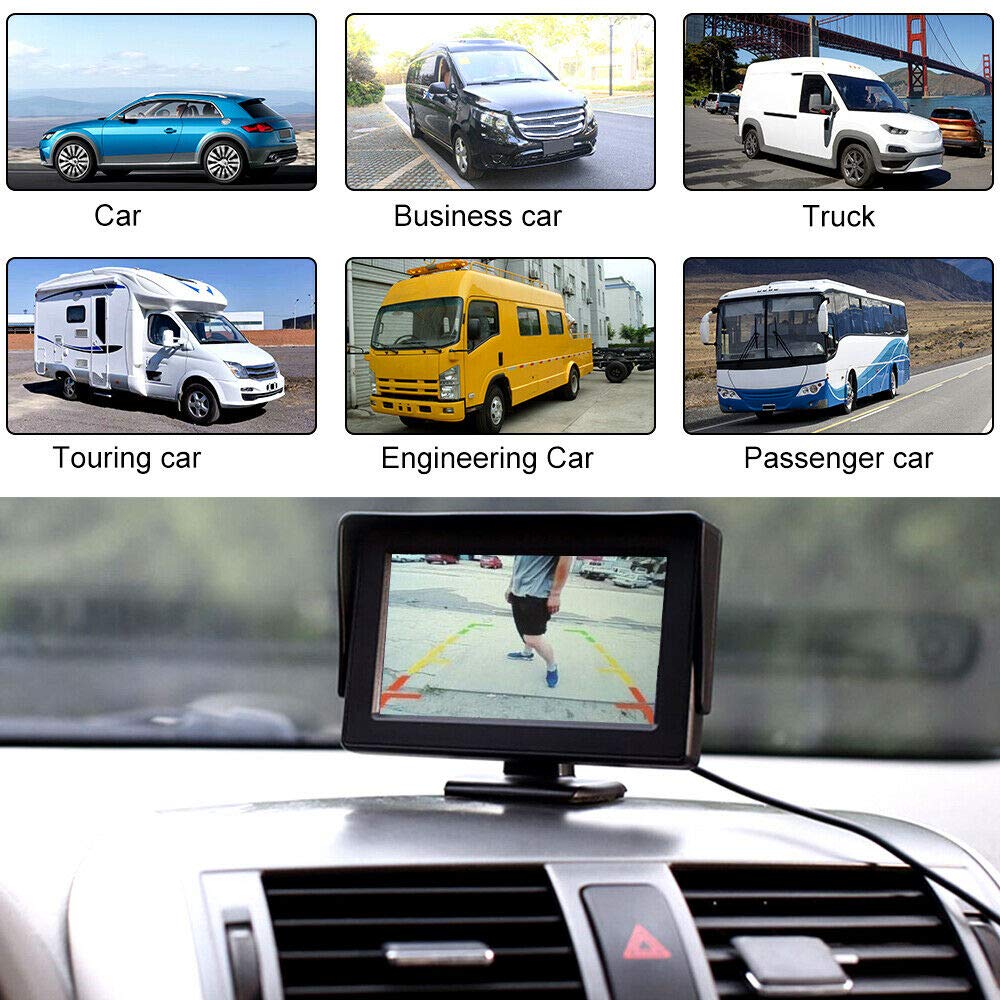 Monitor LCD TFT Da 4,3 Pollici Per Auto, Pieghevole, Con Retrocamera, Per Parcheggio, Compatibile Con Camper, Furgoni, Camion - Akozon