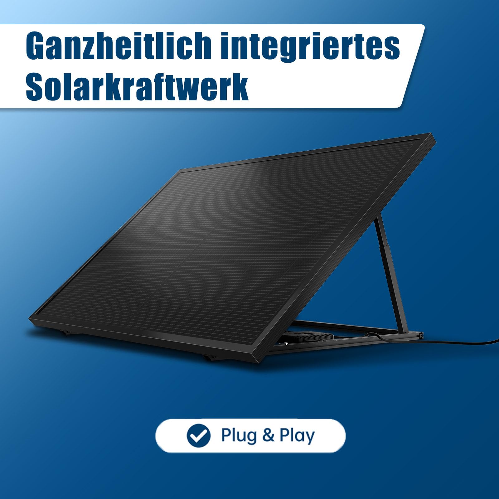 BENY Kit per energia solare da balcone Plug & Play, Kit per energia solare da balcone con supporto, Kit per energia solare da balcone 430W completo presa-600W inverter-430W moduli solari