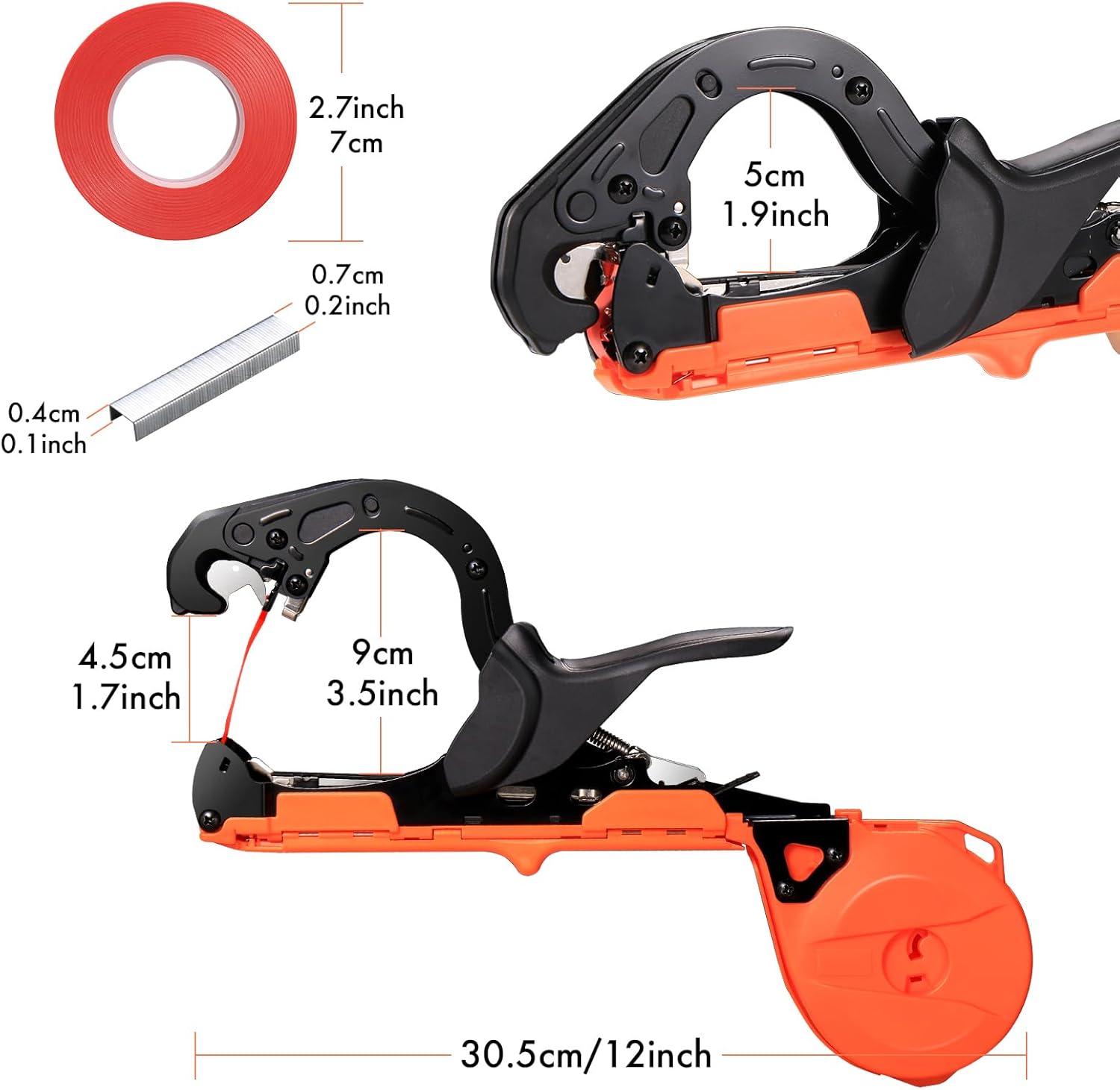 Lightweight Plant Tying Machine Tool with 10 Rolls Tapes & 10000 Staples for Tomatoes, Grapes, Cucumbers, Peppers & Vining Vegetables - Reduces Hand Fatigue for Gardeners & Farmers