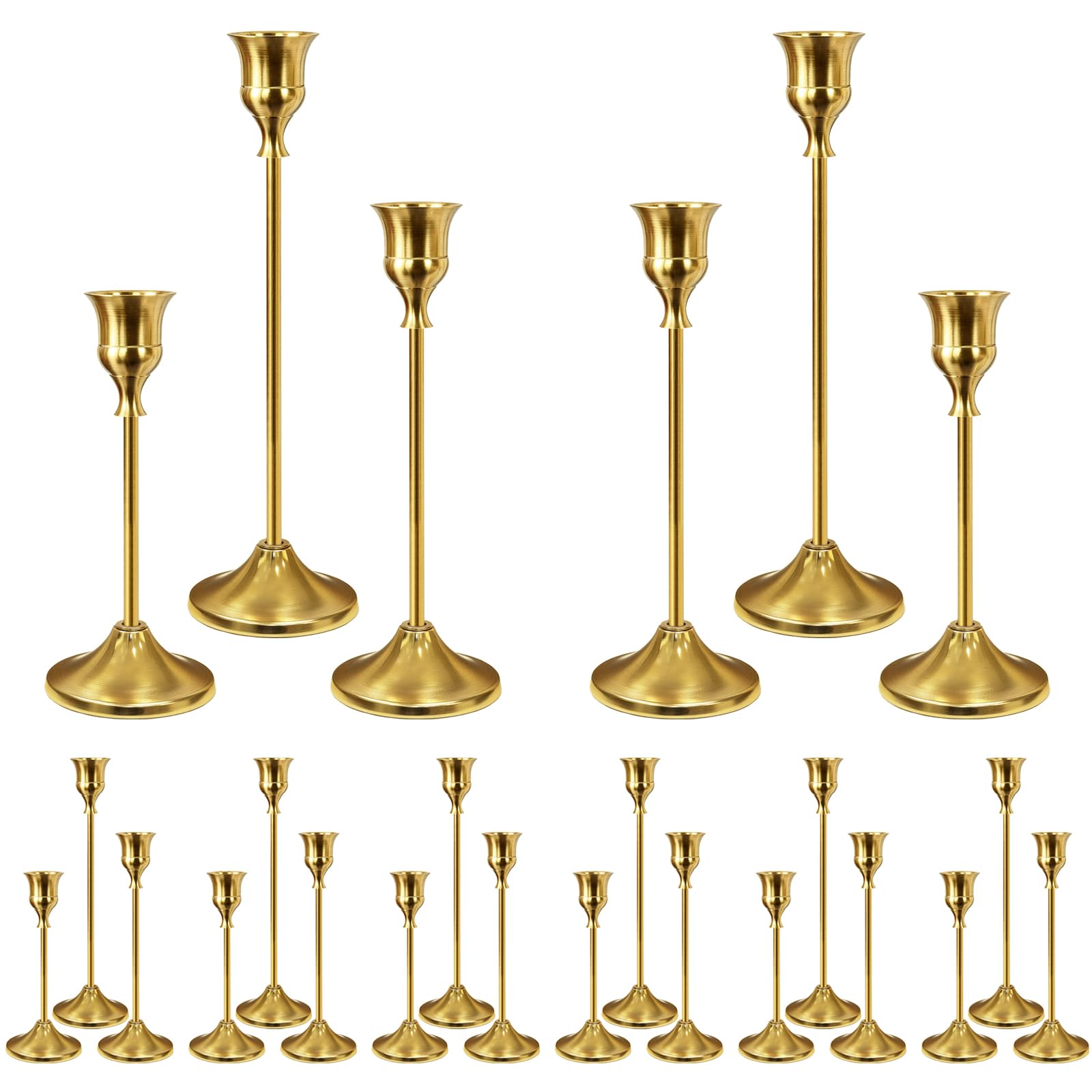 24Pcs Gold Taper Candle Holders, Vintage Centerpieces Candlestick Holder