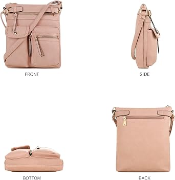 SG SUGU Katie 軽量 ミディアム クロスボディバッグ ショルダーバッグ マルチポケット付き レディース, ブラッシュBlush, one size