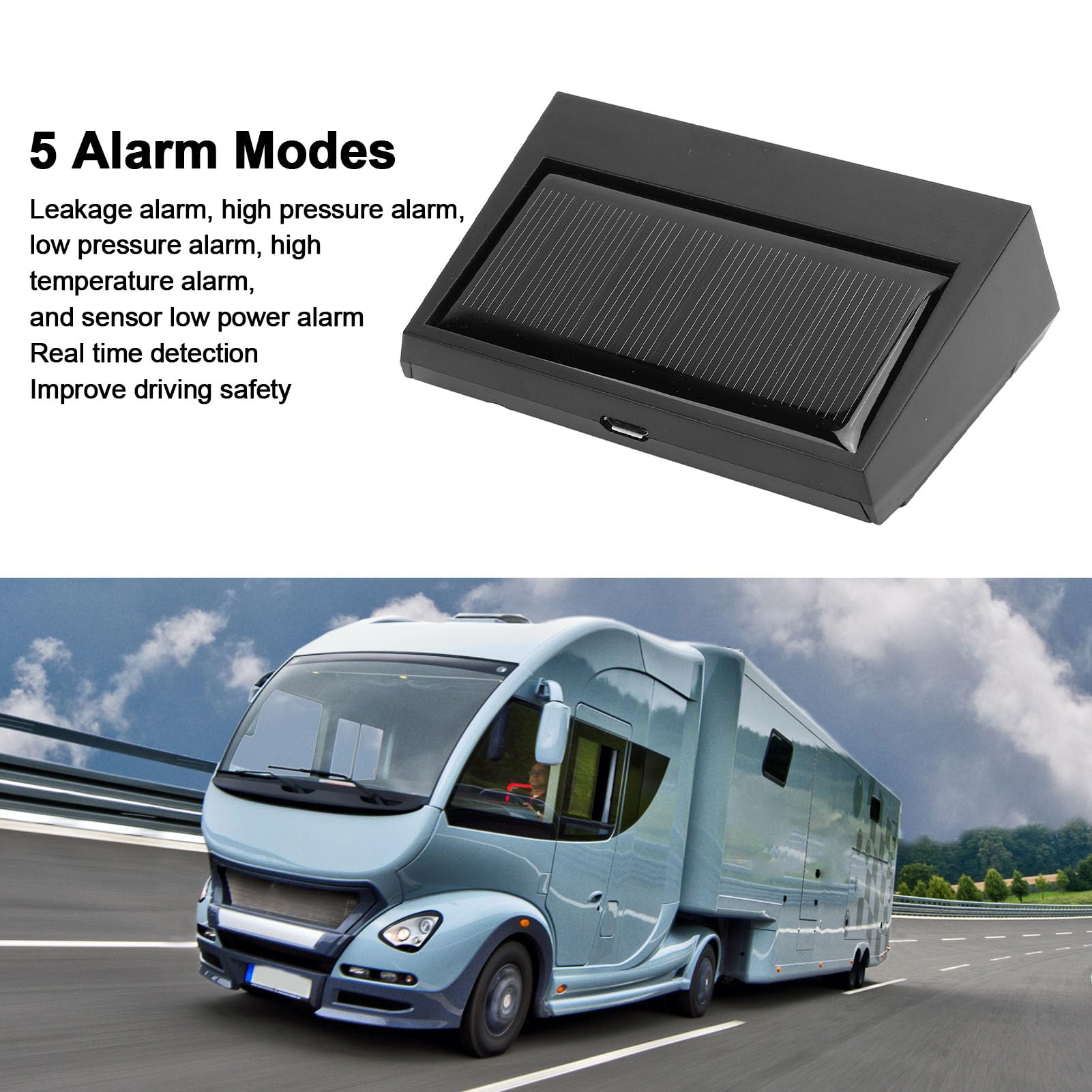 KIMISS di Monitoraggio della Pressione dei Pneumatici con Display LCD per Camion con Rimorchio per Auto e con 6 Sensori Esterni, Allarme di Sicurezza