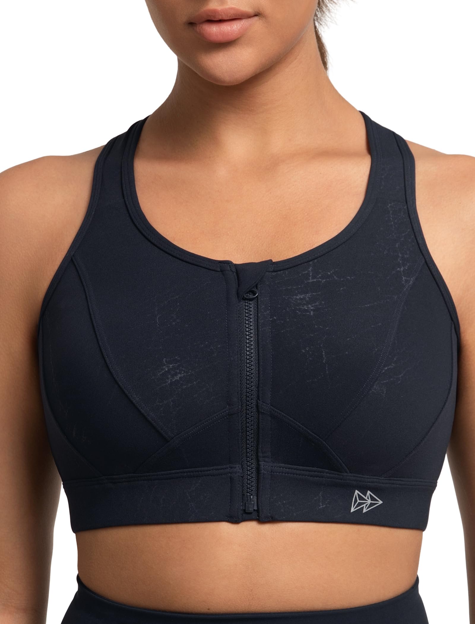 Yvette Sport BH Starker Halt Vorderverschluss Große Größe Mesh Ringerrücken für Lauf Joggen Reiten,Mitternachtsblau,XL