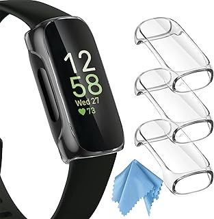 3 Pack - Fintie Case Compatible with Fitbit Inspire 3 / Inspire 2 / Inspire HR, Flexible Soft Full-Around watch Screen Protector TPU Case Cover Bumper Shell, Clear*3