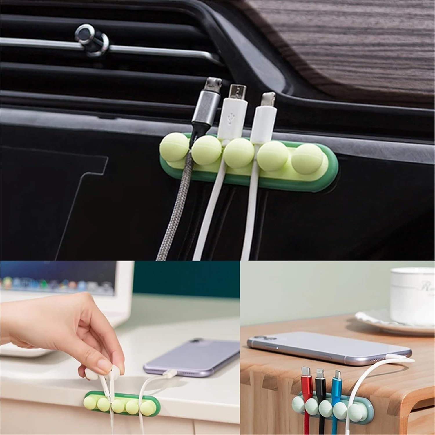 Cable Management Clips 15pcs Data Cable Manager Desktop Self-adhesive Wire Winder for TV PC Ethernet(Blue)