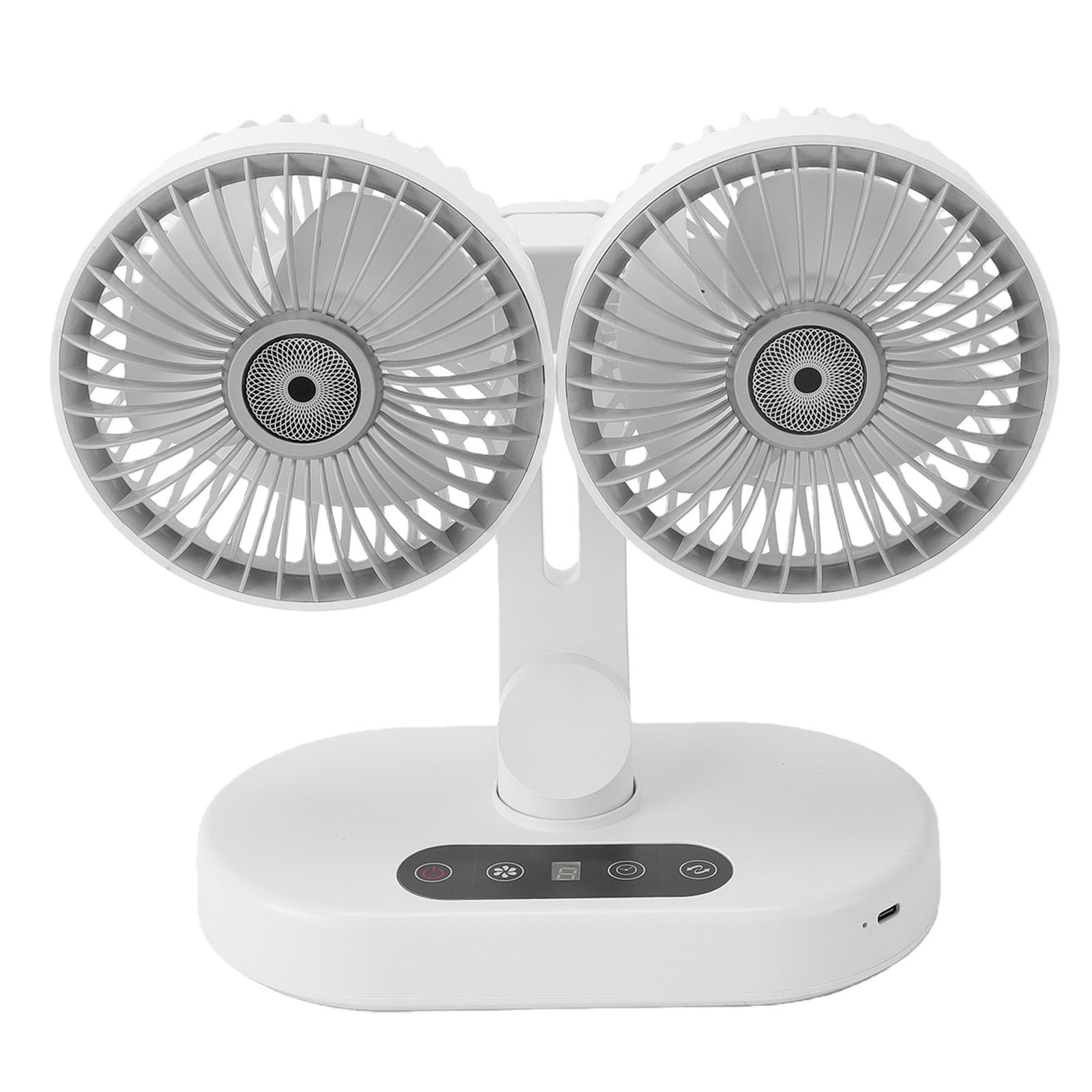 GOWENIC Oscylacyjny Wentylator Biurkowy z podwójną głowicą Mały Wentylator USB Inteligentny Timer Cicha Praca do zadań Biurowych Materiał ABS