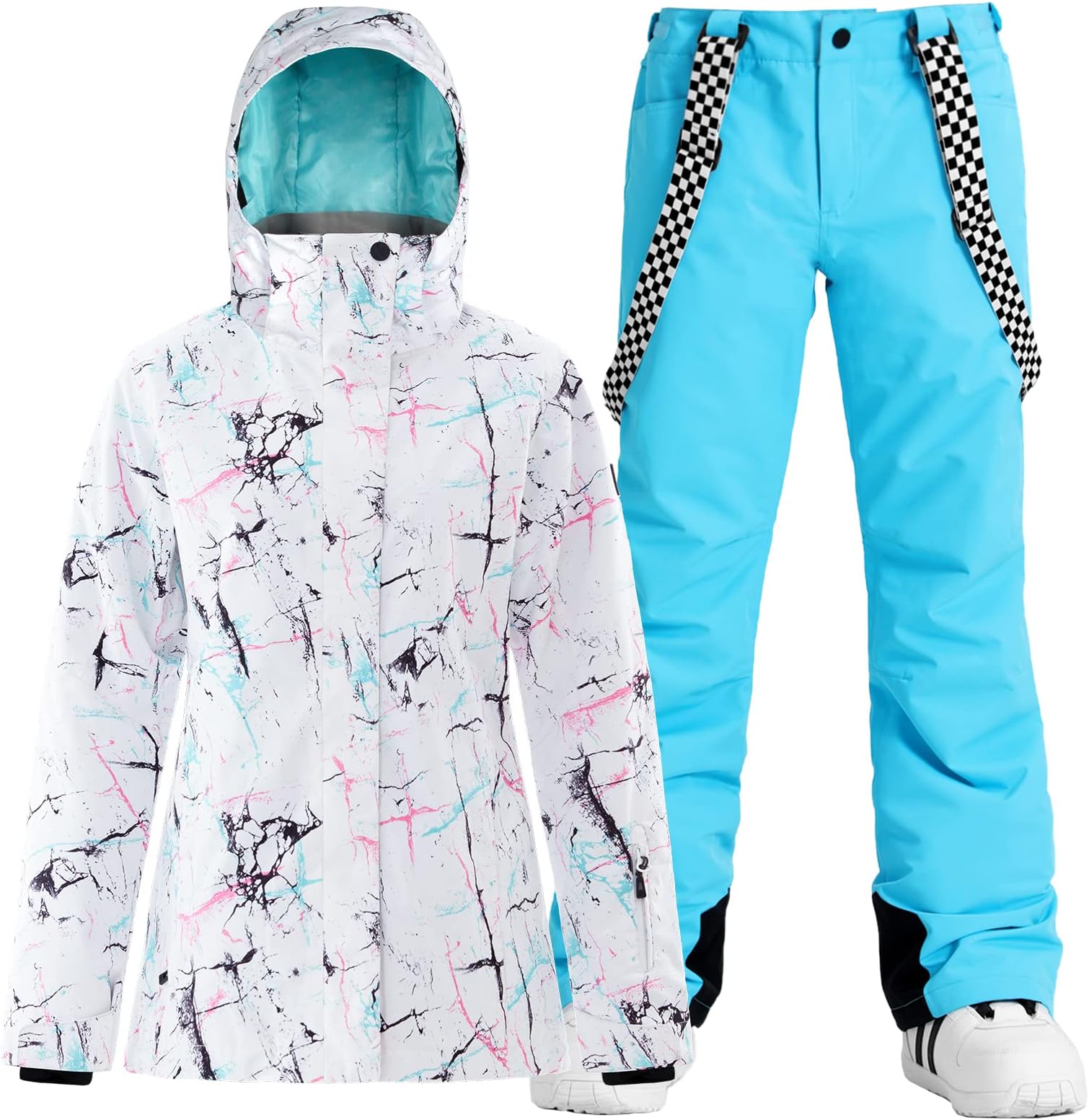 SMN Women's Waterproof Windproof Ski Jacket Snowboard Jacket and Bib Suit, Color3-bu, Medium