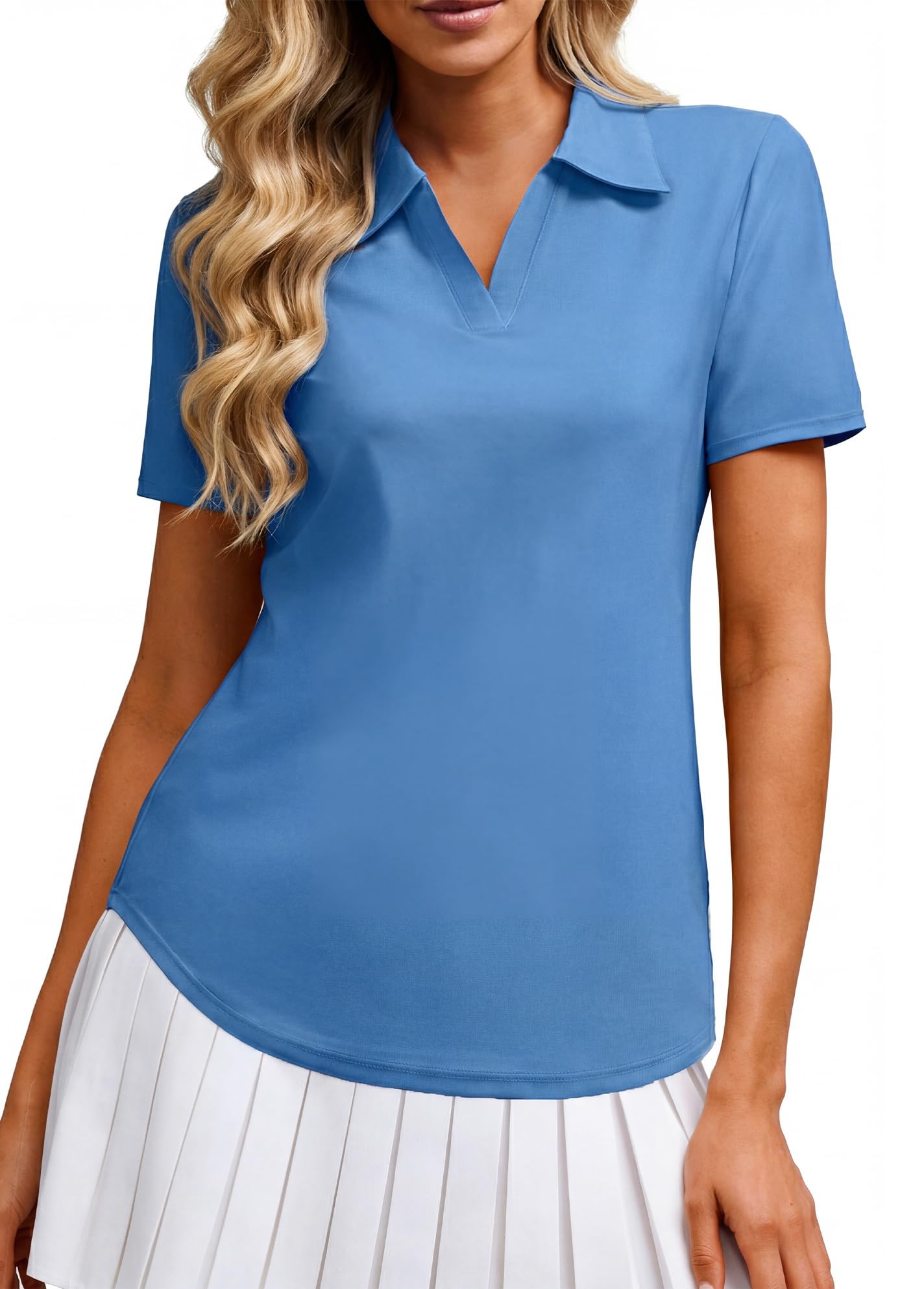 Alaroo Women's Golf Polo Shirts Short Sleeve Collared V Neck Tennis Golf Shirt Casual UPF 50+ Athletic Workout Tops — view 9