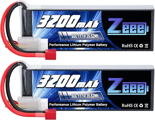 Zeee 3S Lipo Batería 3200mAh 11.1V 50C Batería suave con conector T para avión RC Helicóptero RC Car RC Truck RC Boat UAV Drone FPV (2 unidades)