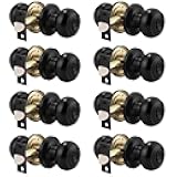 Probrico (8 Pack Round Privacy Door Knob (Thumb Turn Lock on The Inside), Keyless Doorknobs Interior/Exterior Lockset, Privacy Knobs for Bedroom/Bathroom, Black Modern Design Door Hardware