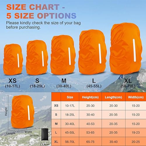 Miniatura 62 de LAMA 2 fundas impermeables de lluvia para mochila, protector reflectante a prueba de lluvia para antipolvo y antirrobo, L 41L-55L negro y azul