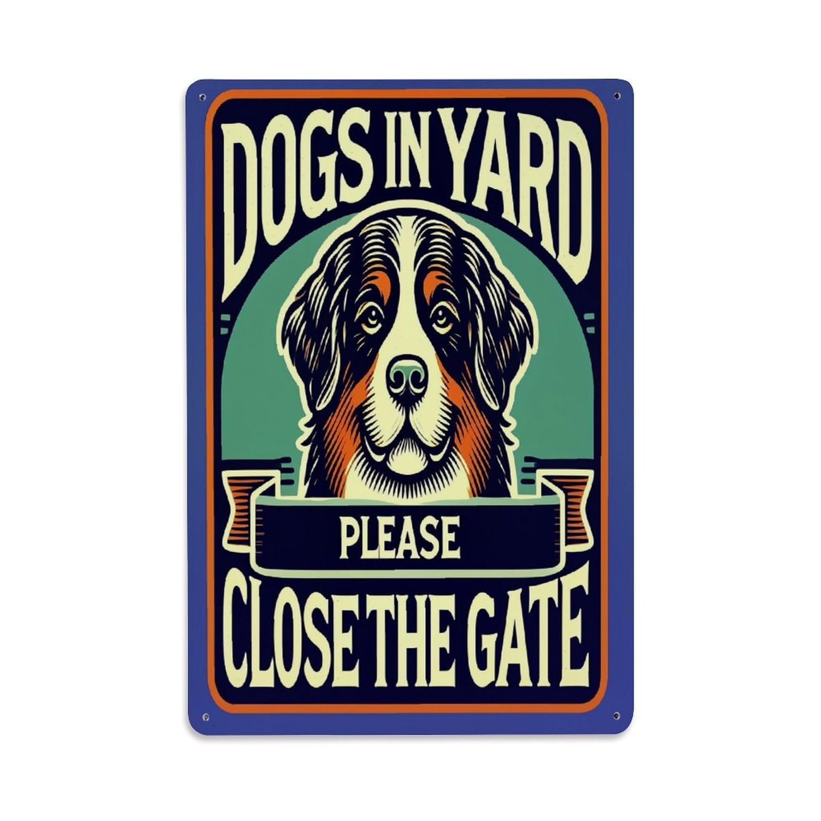 Dogs In Yard Please Close The Gate Retro Metal Tin Sign, Vintage Decor Art Poster for Bar, Home, Man Cave, Kitchen, Laundry Room Gift 8x12Inch