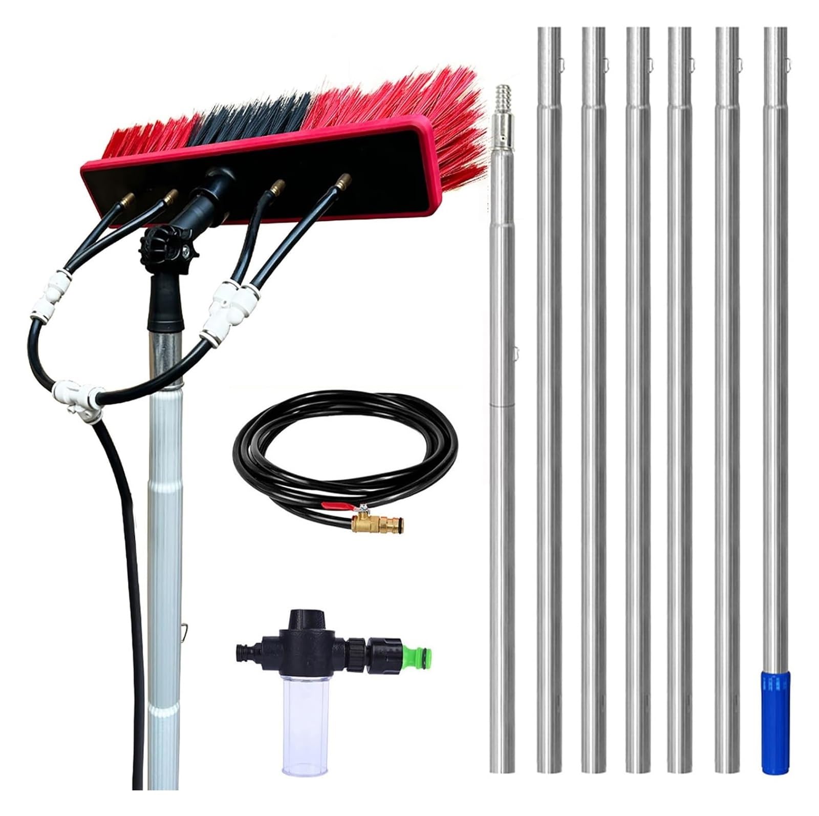 Telescopic Cleaning Brush Extendable Water-Fed Pole Adjustable Angle(55cm Brush,6.4m)