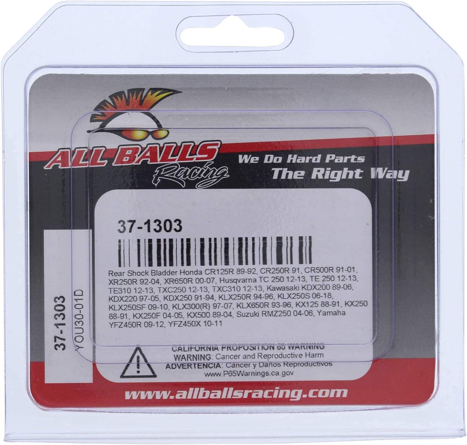 All Balls Shock Bladder (37-1303) Replacement For Kawasaki KDX200 1989 1990 1991 1992 1993 1994-2000 2001-2005 2006, KDX220 1997 1998 1999 2000 2001-2005