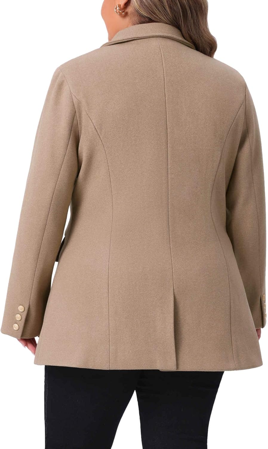 Agnes Orinda Plus Size Winter Coats for Women Peacoat Double-Breasted Notched Lapel Trench Coats Jackets Outwear - Image 4