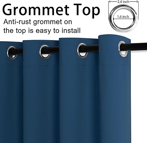 Miniatura 5 de Rosette - Cortinas opacas de aislamiento térmico y acústico con alzapaños, de color azul clásico, bloquean la luz del sol y reducen el ruido,
