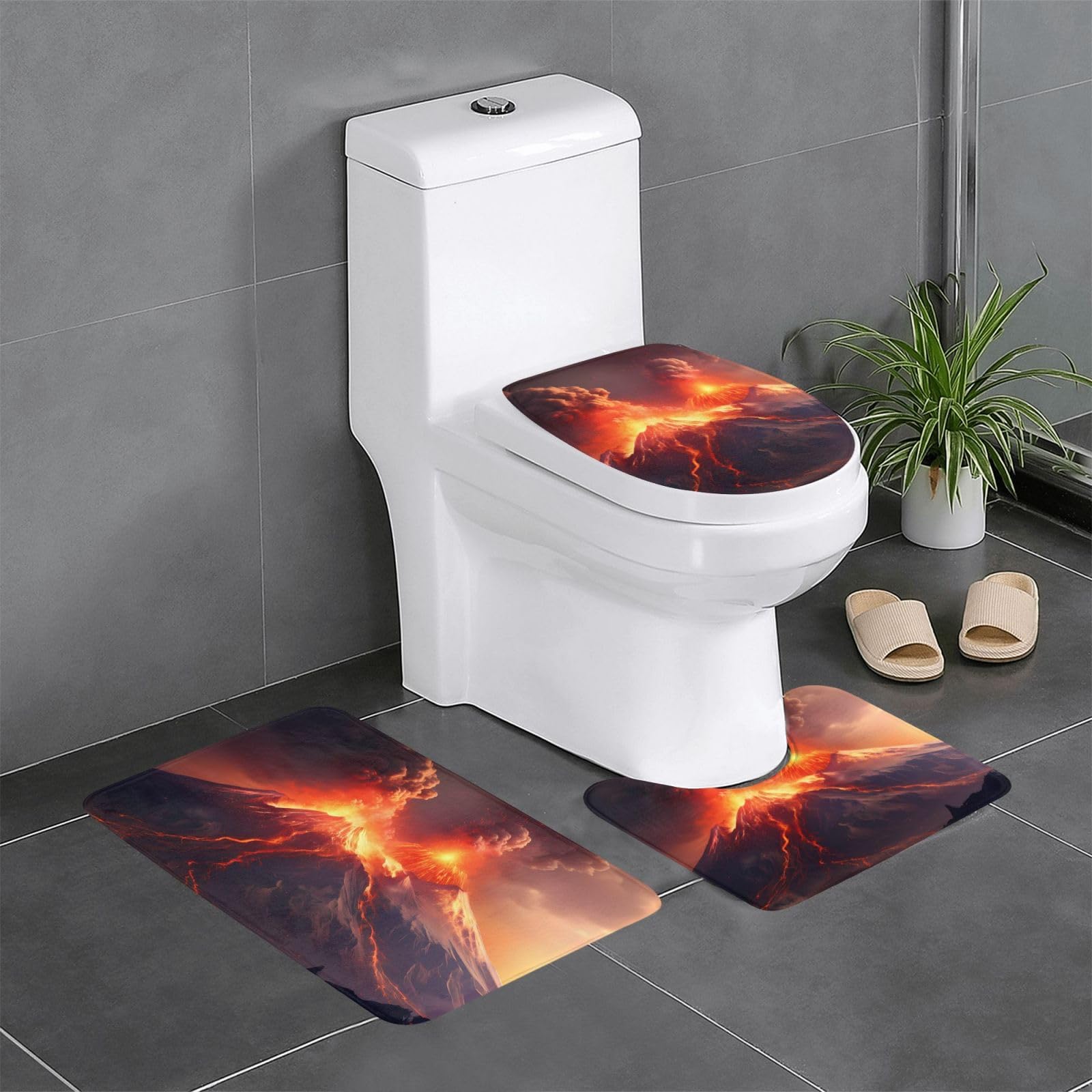 Tapis de salle de bain Volcanic Eruptions lot de 3 tapis antidérapants WC