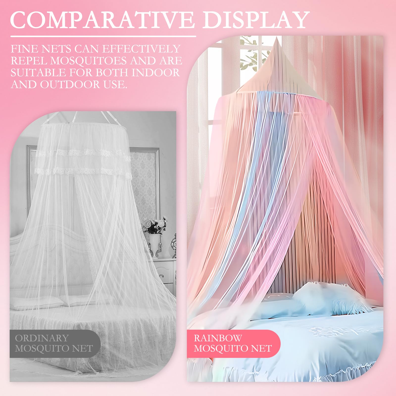 Dosel Cama Infantil,(60x250x1250cm) Red Casual Arco Iris, Niña Mosquitera, Mosquitera para de Niños, Dosel de Cama para Decoración de Habitación de Niña — view 5