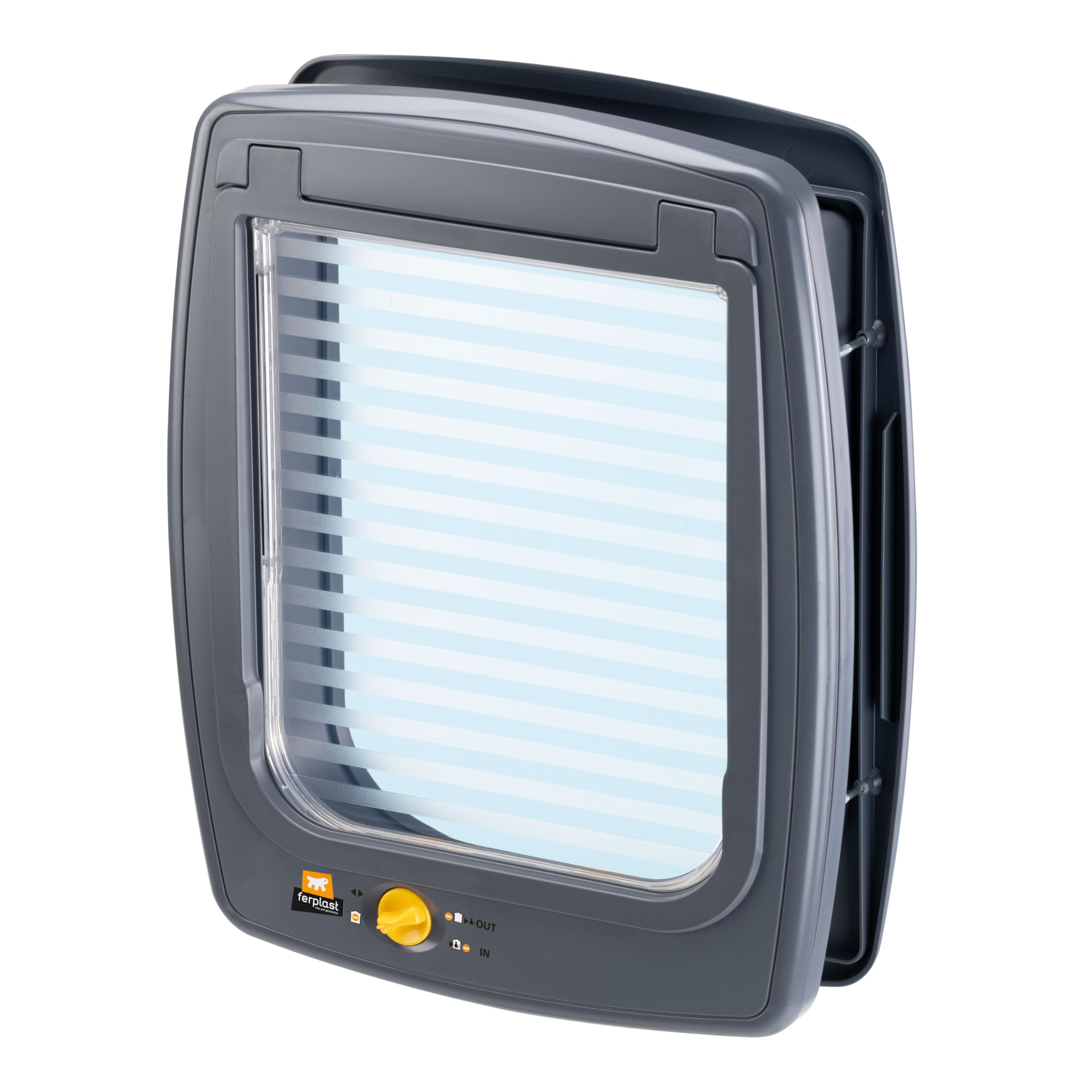 Ferplast Puerta para Perros Medianos, Gatera, Entrada y Salida controlables 4 vías, Protección contra Corrientes de Aire, Túnel Completo, Swing 11 Tamaño Mediano, Puerta Perro Gatera, Gris