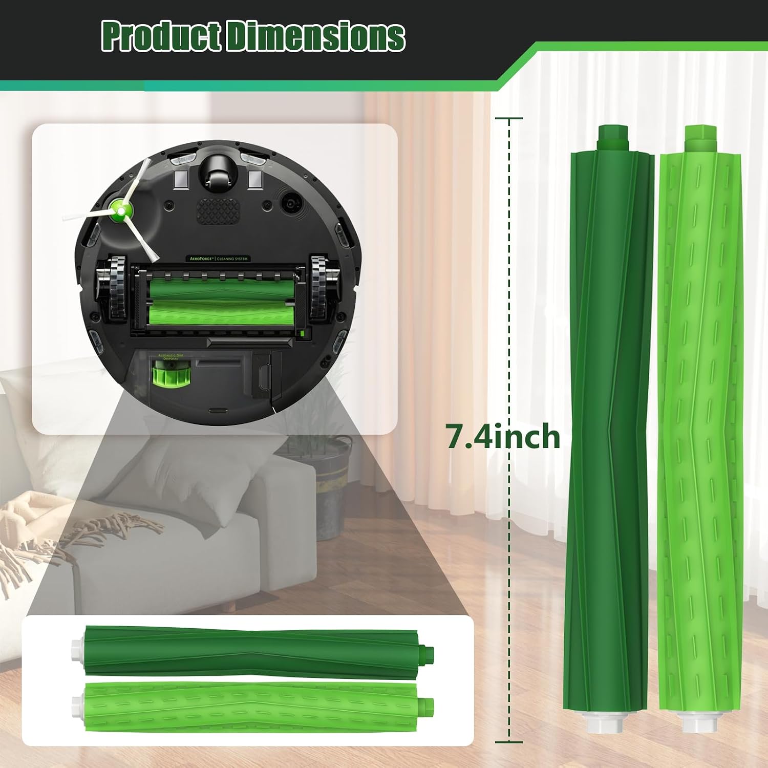 4 Sets Replacement Roller Brushes for iRobot Roomba i, j & e Series, Multi-Surface Rubber Brushes for i3 i7 E5 j7 i4 i7+ i3+ i4+ i5 i5+ i6 i6+ i8 i8+ i2 i2+ E6 E7 Vacuum Cleaner
