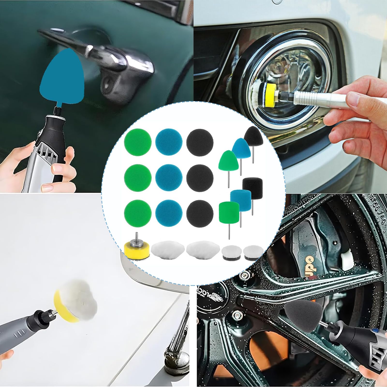 Polieraufsatz Akkuschrauber,20 Stück Polierschwamm,Polierpad, Polierset,Mini Polieraufsatz Akkuschrauber Detail Polierset Polierschwamm für Kleine Flächen Autoschleifen Polieren Wachsen