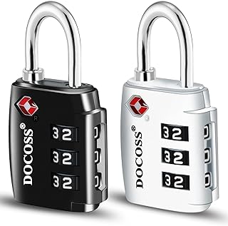 DOCOSS-Set of 2-202 TSA Approved Locks for Luggage, Number Lock for Bag,Small TSA Locks for Luggage Combination Password L...