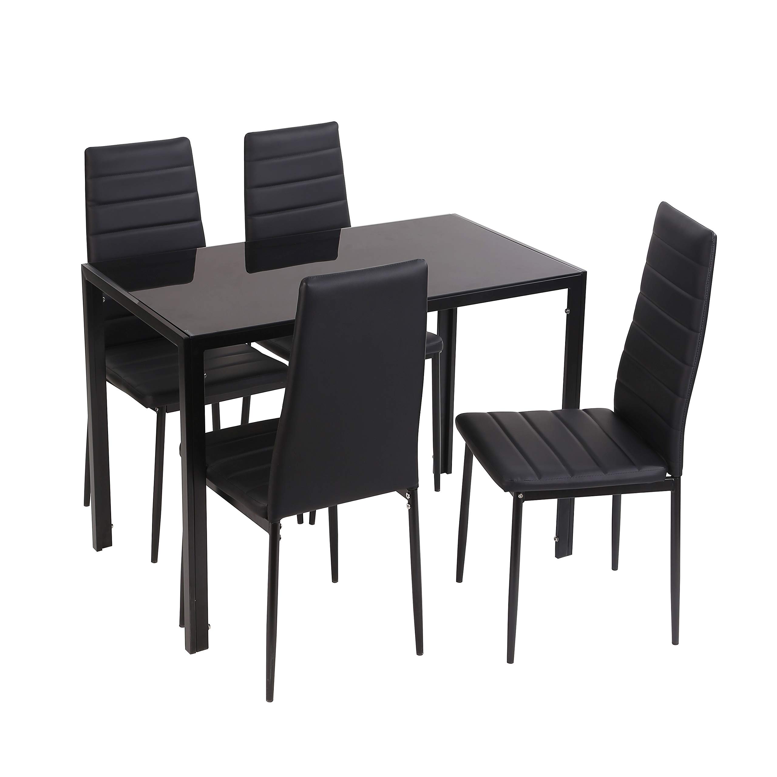 Conjunto de Mesa de Cocina 105x60 + 4 sillas Clasik (Negro-Negro)