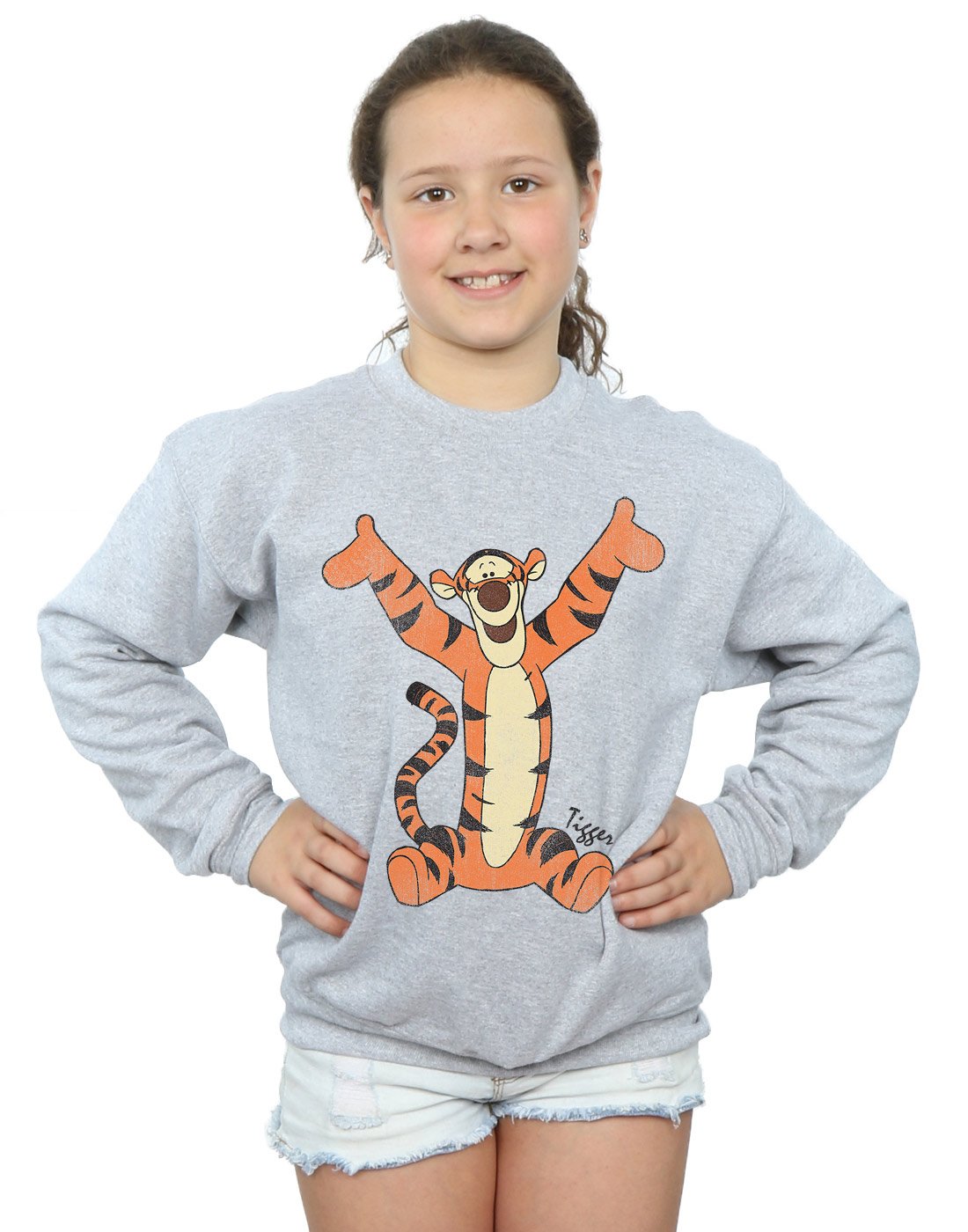 Disney Girls Winnie The Pooh Classic Tigger Sweatshirt 9-11 Years Sport Grey