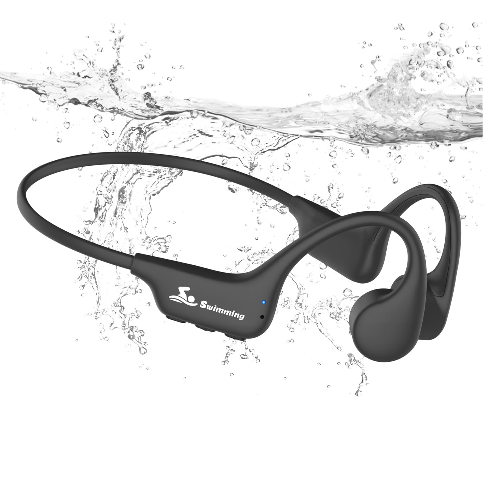 ANSTEN Kopfhörer Schwimmen,IPX8 wasserdichte Kopfhörer Schwimmen mit MP3-Player 8GB Speicher, Knochenschall KopfhöRer Bluetooth 5.4 für Laufen,Radfahren,Surfen(Schwarz)