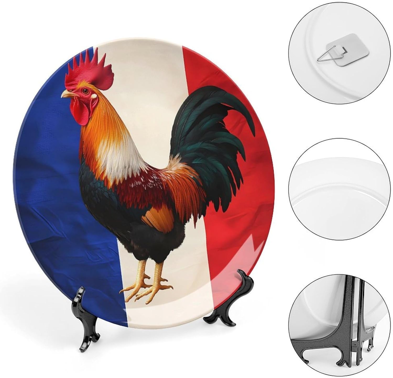 Rooster French Flag Bone China Decorative Porcelain Plates Dinnerware Ornaments