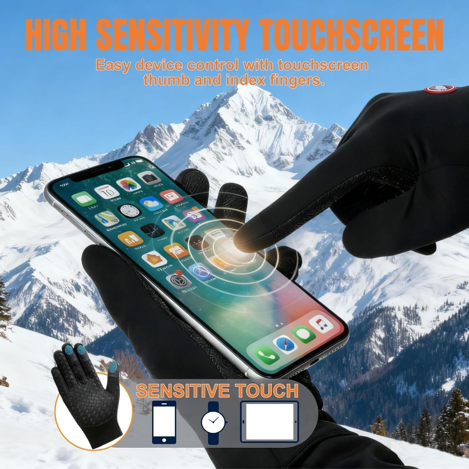 Velura Winter Gloves for Men Women Made, Thermal Touch Screen Windproof Gloves, Windproof for Cycling Running Driving Hiking - Image 5