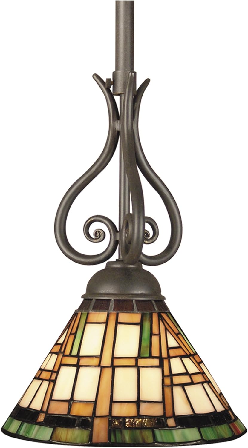 Dale Tiffany TH101350 Cresmer Pendant Light, Burnish Gold and Art Glass Shade