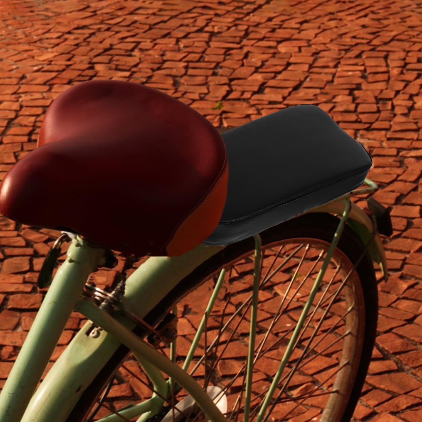 Healeved Cuscino Sedile Posteriore Bici in Finta Pelle e Spugna Nero, Comodo e Versatile per Adulti e Ragazzi Durante Uscite in Famiglia e Gruppi