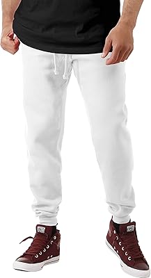 Ma Croix Mens Premium Slim Fit Fleece Joggers Sweatpants (Large, 1hc20_White)