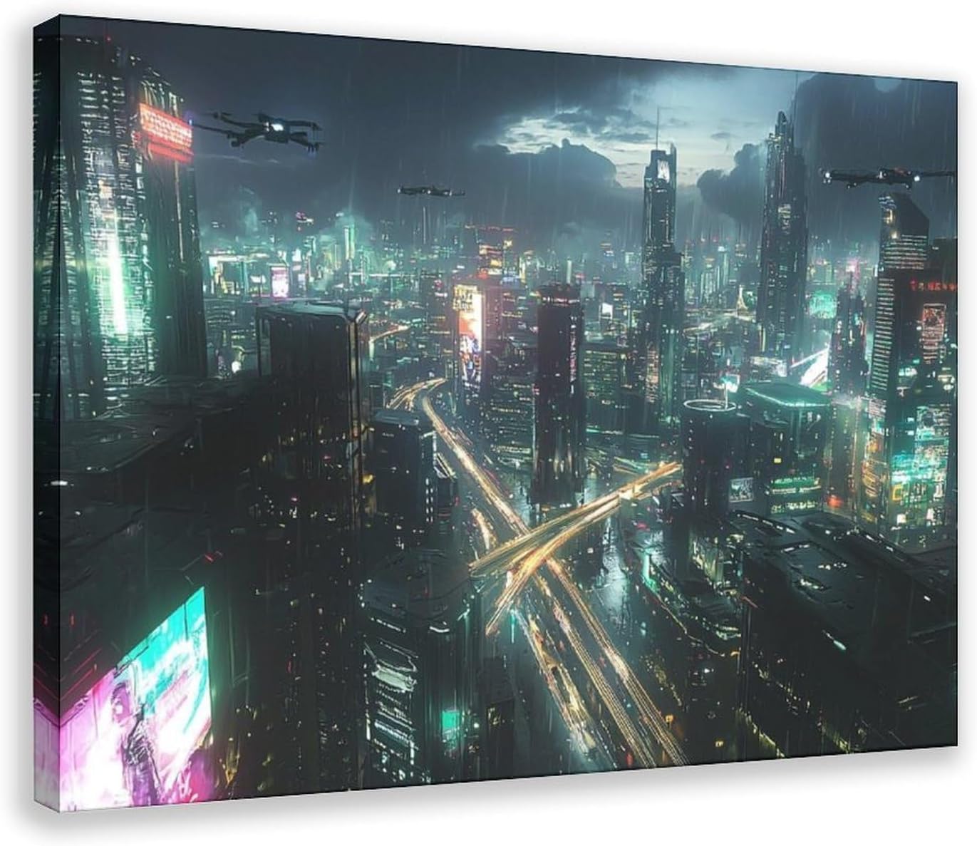 Amazon.com: Cyberpunk Night City Wall Art – High-Tech Skyscraper Print ...