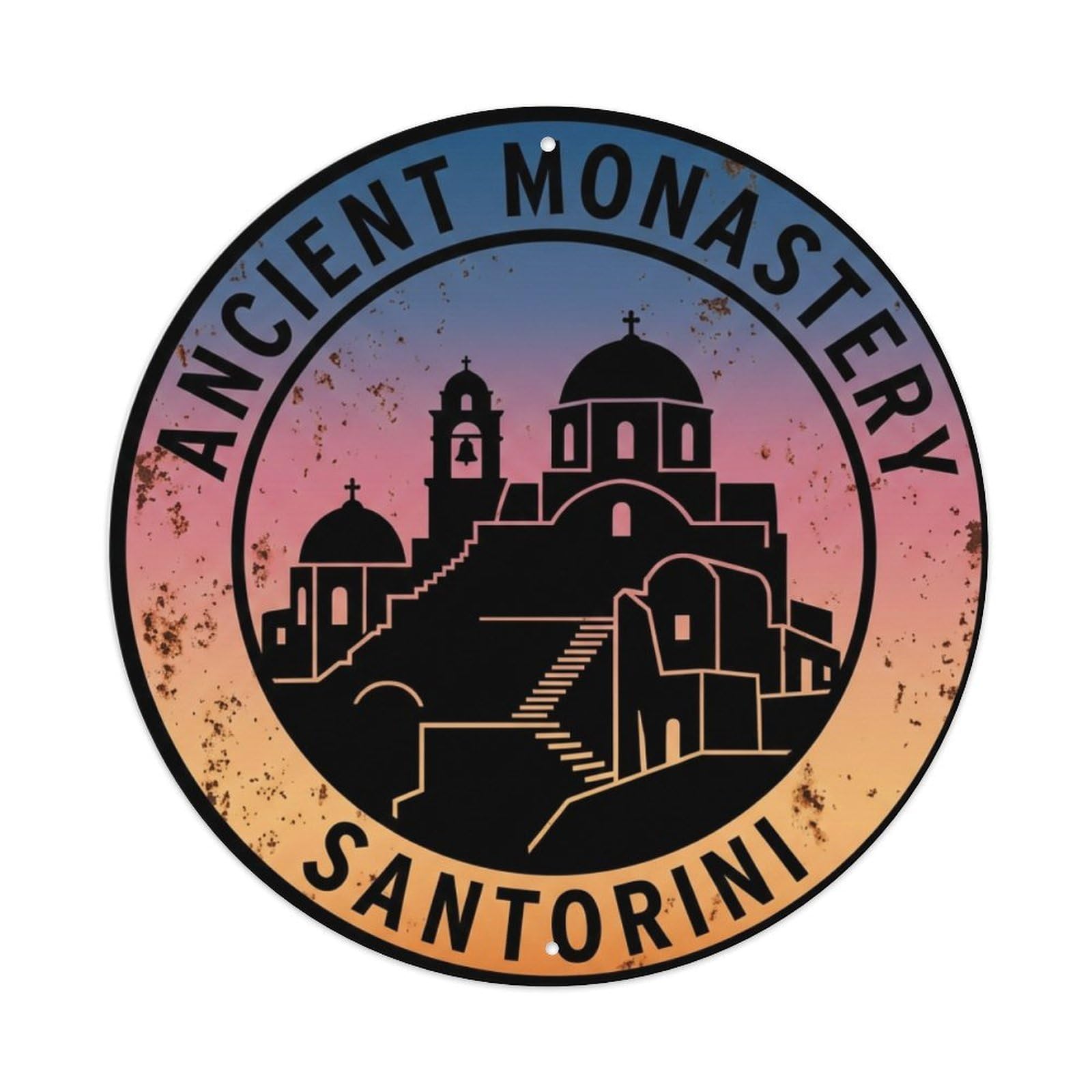 Galvaxio Style Vintage Travel Monastery Santorini Ancient 2 Metal Tin Sign