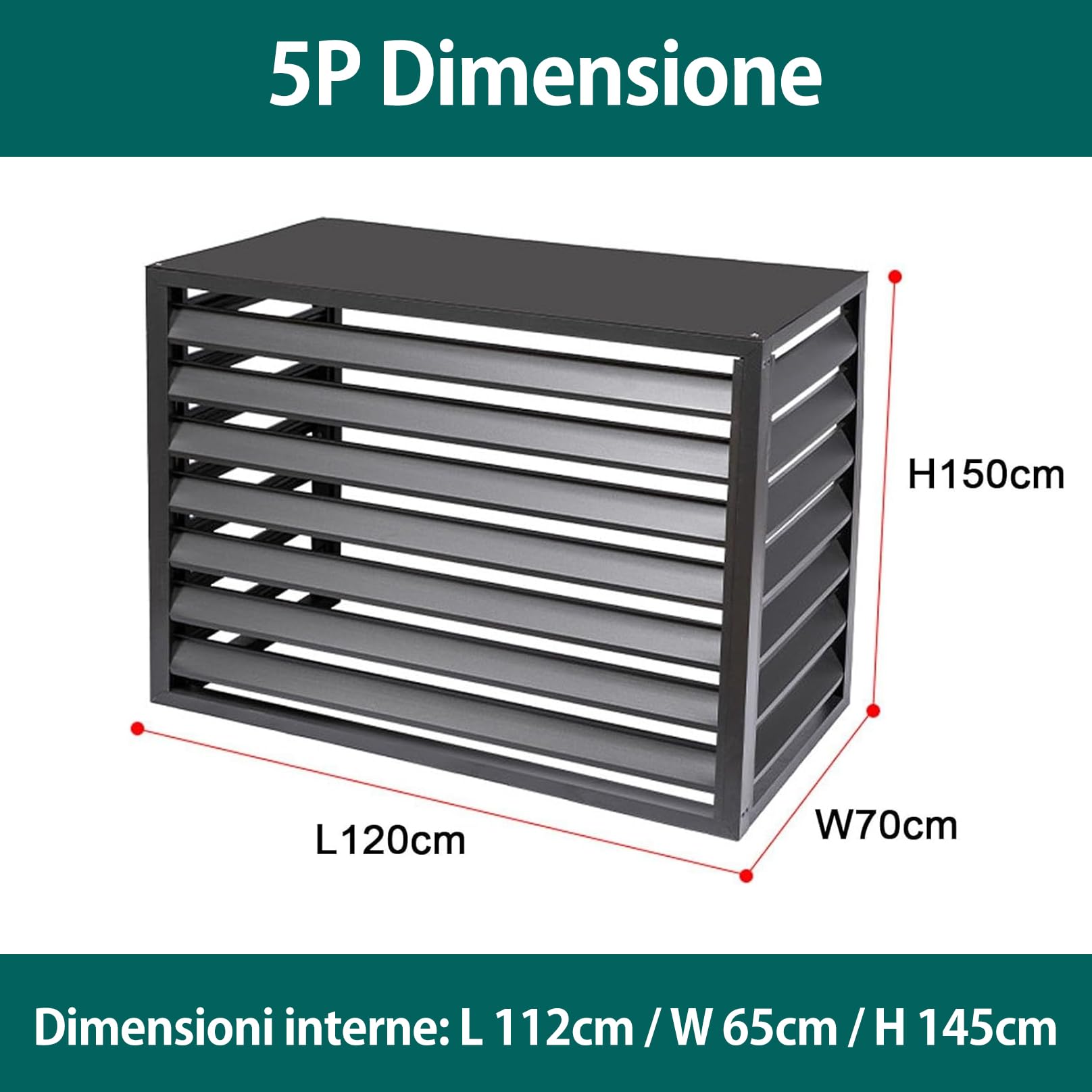 Coperture Per Climatizzatori Centrali Unità Esterne, Copertura in Alluminio, Griglia Decorativa Dell'otturatore, Dissipazione, Recinzione For La Privacy Della Lega di Alluminio 120×150×70(5P)