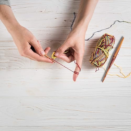 Miniatura 3 de Divit Shilp Streamline - Ganchos de ganchillo con mango ergonómico  Aguja de tejer hecha a mano de madera de teca de 7 pulgadas, tejido de hilo para