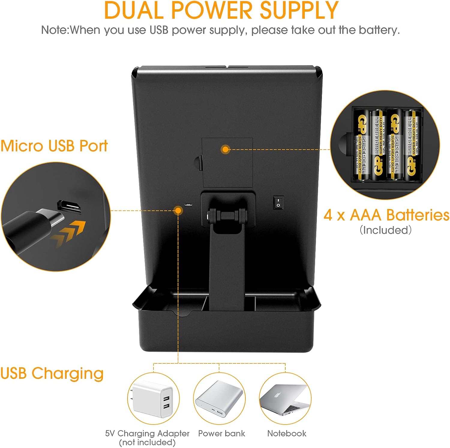 Jack & Rose Makeup Mirror Vanity Mirror with Storage Box, Trifold 8 Makeup Mirror with Lights, Touch Screen and 1x/2x/3x/10x Magnification, Dual Power Supply, LED Lights Make Up Mirror