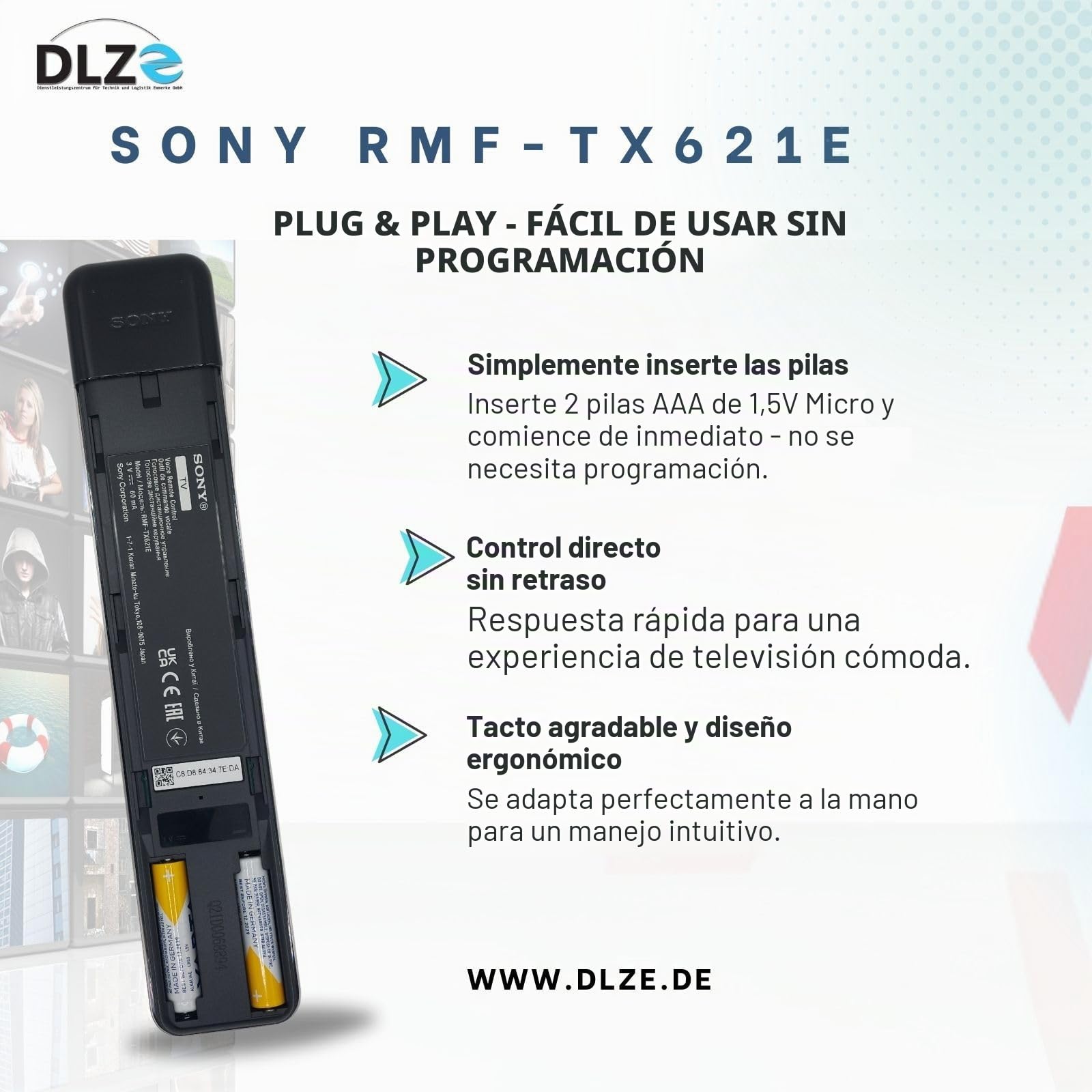 SONY Mando a Distancia Original RMF-TX621E, 100994912, Voice | Bluetooth control de voz búsqueda por voz iluminación de teclas botones de streaming