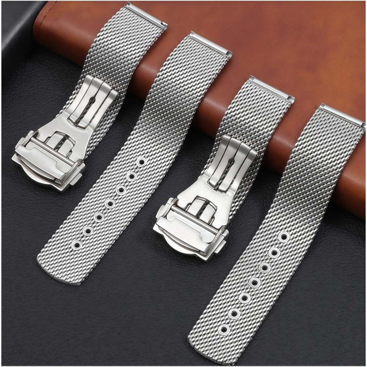 Cinturino Orologio Acciaio Inox Bracciale Metallico 20mm Mesh Intrecciato Ricambio Estremità Diritta Spazzolato Fibbia Lucida for Omega Seamaster 300