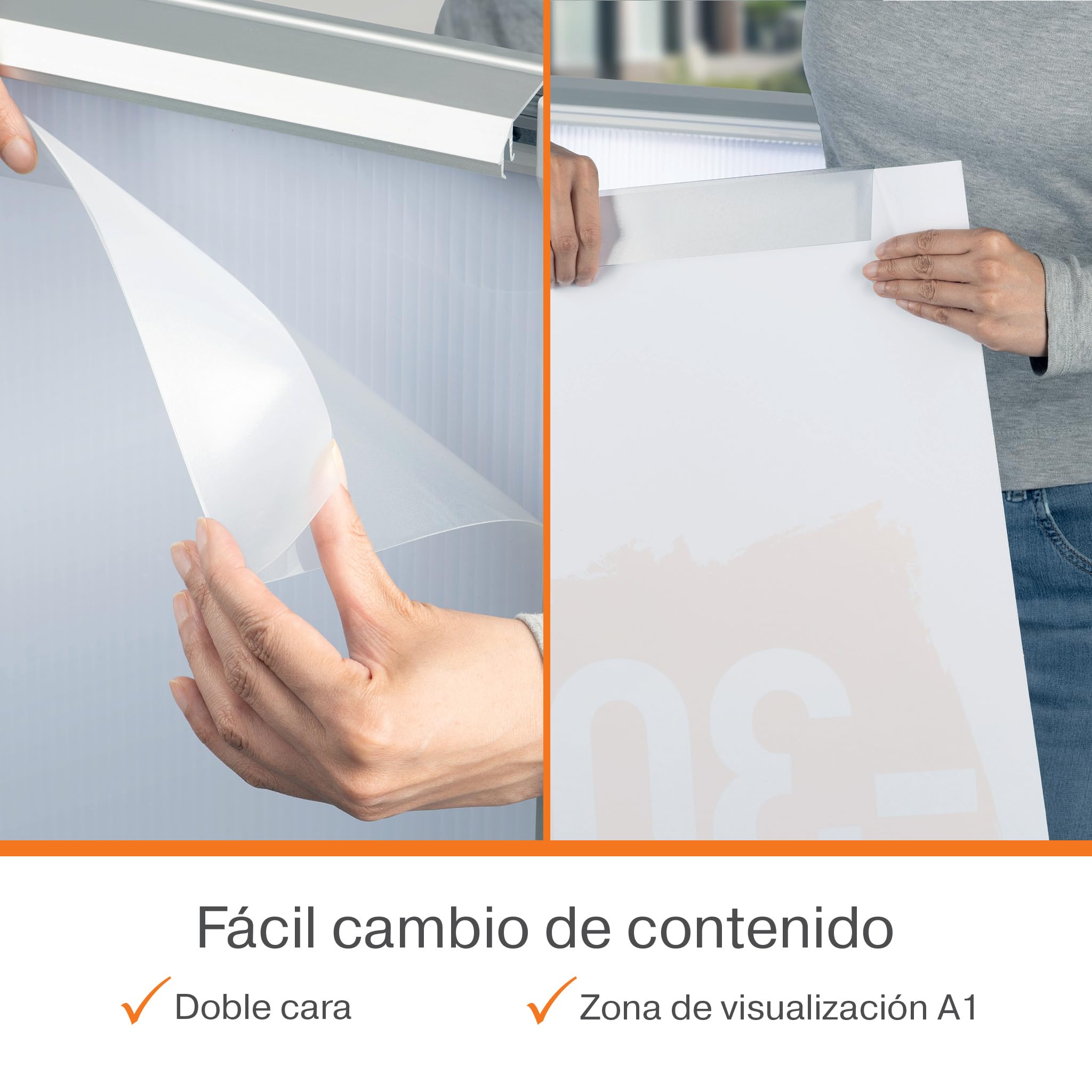 Nobo Impression Pro A1 cartel de suelo con base estable lastrada | Marco doble cara apertura rápida, cubierta PP antirreflejos, ruedas ocultas, exterior, tienda, comercio, restaurante