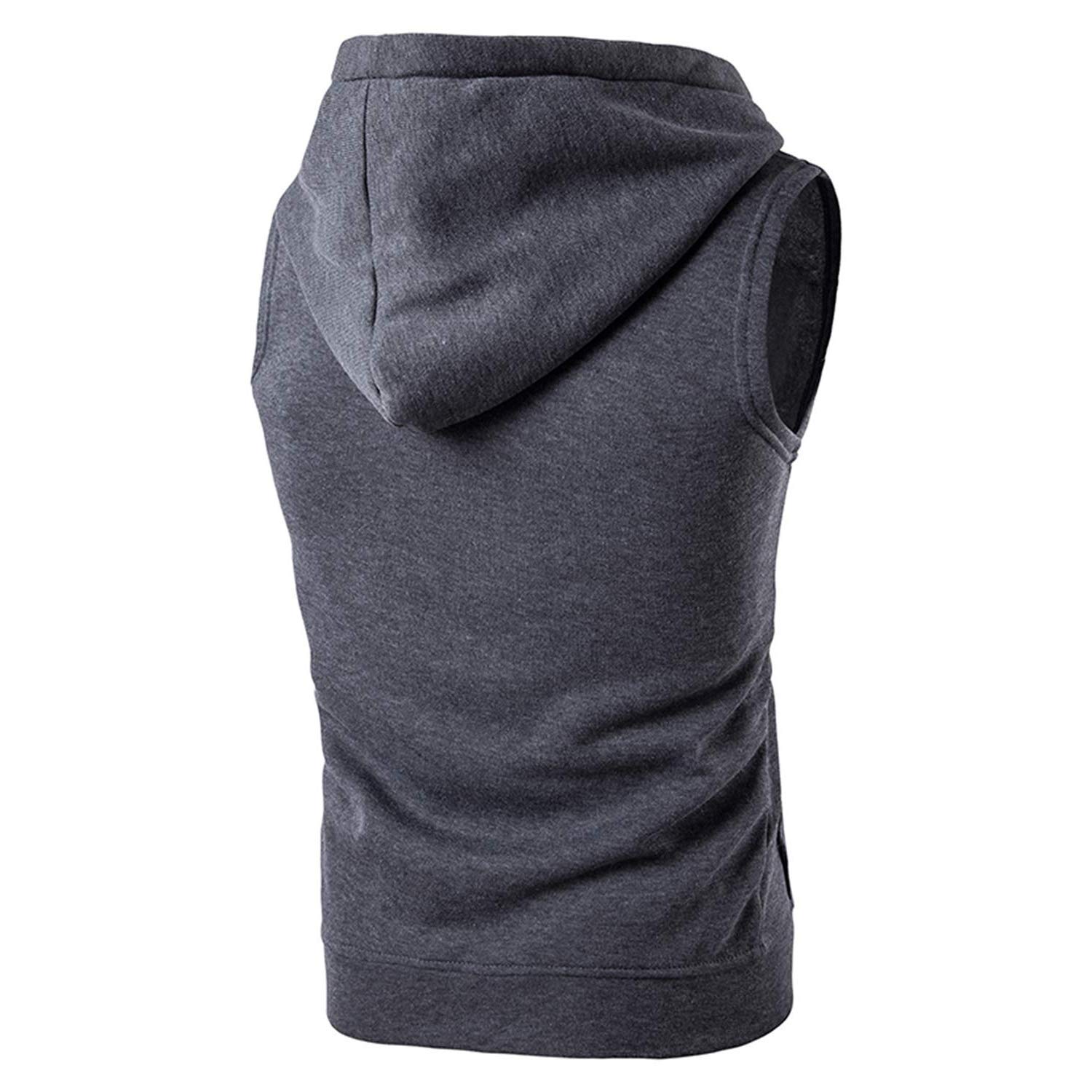 Gilet en Sweat pour Homme Hauts à Capuche Poche sans Manches Doublure Polaire avec Fermeture éclair